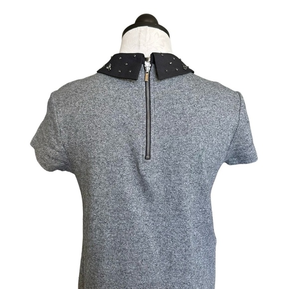 LOFT Ann Taylor Gray Shift Dress Jersey Embellished Peter Pan Collar Size Medium - Picture 7 of 16